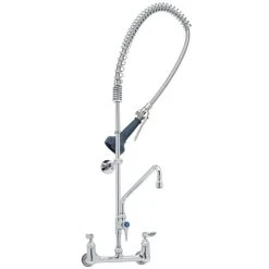 T&S Brass And Bronze Works T&S B-0133-A12-08 EasyInstall Wall Mounted 37 1/2" High Pre-Rinse Faucet With Adjustable 8" Centers, Ergonomic Spray Valve, 44" Hose, And 12" Add-On Faucet -T&S Brass Shop 1634754