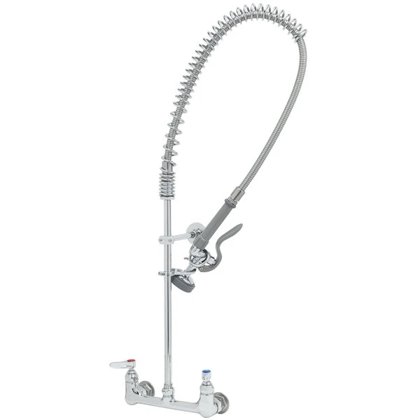 T&S Brass And Bronze Works T&S B-0133-V-B EasyInstall Wall Mounted 37" High Pre-Rinse Faucet With Adjustable 8" Centers, 44" Hose, Vacuum Breaker, And 6" Wall Bracket 3 T&S Brass And Bronze Works T&S B-0133-V-B EasyInstall Wall Mounted 37" High Pre-Rinse Faucet With Adjustable 8" Centers, 44" Hose, Vacuum Breaker, And 6" Wall Bracket