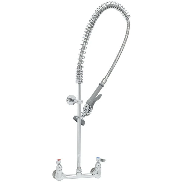 T&S Brass And Bronze Works T&S B-0133-V-B EasyInstall Wall Mounted 37" High Pre-Rinse Faucet With Adjustable 8" Centers, 44" Hose, Vacuum Breaker, And 6" Wall Bracket 4 T&S Brass And Bronze Works T&S B-0133-V-B EasyInstall Wall Mounted 37" High Pre-Rinse Faucet With Adjustable 8" Centers, 44" Hose, Vacuum Breaker, And 6" Wall Bracket - Image 2