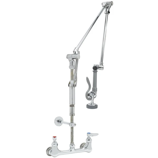 T&S Brass And Bronze Works T&S B-0134-B Wall Mounted 40" High Pre-Rinse Faucet With Adjustable 8" Centers, Roto-Flex Support, And 6" Wall Bracket 4 T&S Brass And Bronze Works T&S B-0134-B Wall Mounted 40" High Pre-Rinse Faucet With Adjustable 8" Centers, Roto-Flex Support, And 6" Wall Bracket - Image 2