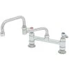 T&S Brass And Bronze Works T&S B-0247 Deck Mounted Faucet With 12" Double Jointed Swing Nozzle, 8" Adjustable Centers, 19.5 GPM Stream Regulator Outlet, Eterna Cartridges, And Lever Handles