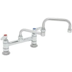 T&S Brass And Bronze Works T&S B-0247 Deck Mounted Faucet With 12" Double Jointed Swing Nozzle, 8" Adjustable Centers, 19.5 GPM Stream Regulator Outlet, Eterna Cartridges, And Lever Handles -T&S Brass Shop 1634844