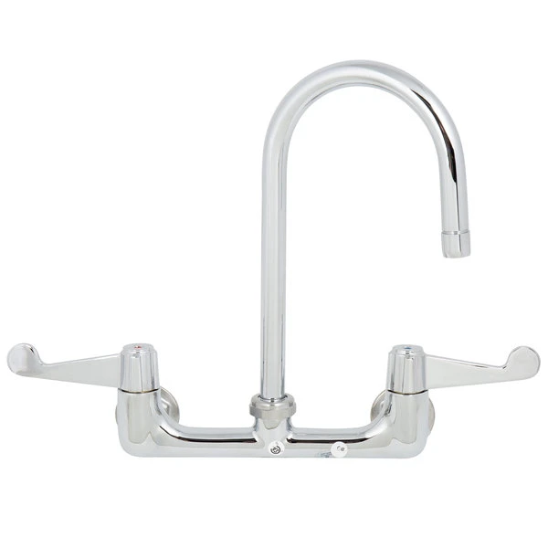 T&S Brass And Bronze Works Equip By T&S 5F-8WWB05 Wall Mounted Faucet With 7 15/16" Gooseneck Spout, 8" Centers, Laminar Flow Device, And Wrist Handles 4 T&S Brass And Bronze Works Equip By T&S 5F-8WWB05 Wall Mounted Faucet With 7 15/16" Gooseneck Spout, 8" Centers, Laminar Flow Device, And Wrist Handles - Image 2