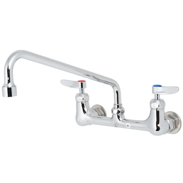 T&S Brass And Bronze Works T&S B-0231-CR-SC-F1 Wall Mounted Faucet With 8" Centers, 12" Swing Spout, 1 GPM Aerator, Cerama Cartridges And Lever Handles 5 T&S Brass And Bronze Works T&S B-0231-CR-SC-F1 Wall Mounted Faucet With 8" Centers, 12" Swing Spout, 1 GPM Aerator, Cerama Cartridges And Lever Handles - Image 3