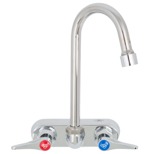 T&S Brass And Bronze Works T&S B-1146-V12-CR Wall Mounted Workboard Faucet With 5 3/4" Gooseneck Spout, 4" Centers, 1.2 GPM Aerator, Cerama Cartridges, And Lever Handles 4 T&S Brass And Bronze Works T&S B-1146-V12-CR Wall Mounted Workboard Faucet With 5 3/4" Gooseneck Spout, 4" Centers, 1.2 GPM Aerator, Cerama Cartridges, And Lever Handles - Image 2