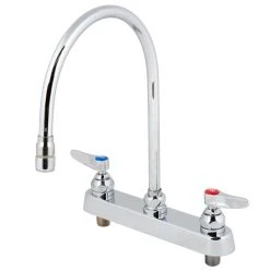 T&S Brass And Bronze Works T&S B-1194-QT-A22 Deck Mounted Workboard Faucet With 8" Centers, 8 13/16" Gooseneck Spout, 2.2 GPM Aerator, Eterna Cartridges, And Lever Handles -T&S Brass Shop 1662132