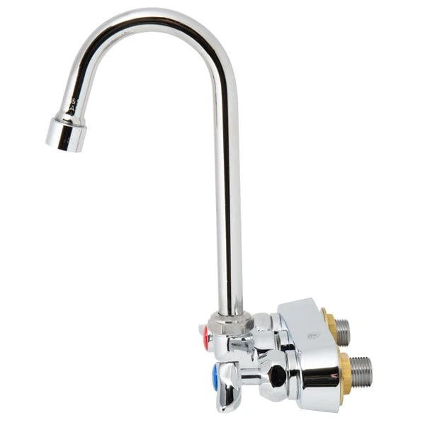 T&S Brass And Bronze Works T&S B-1146-2-V12-CR Wall Mounted Workboard Faucet With 4" Centers, 4 3/8" Gooseneck Spout, 1.2 GPM Aerator, Cerama Cartridges, And Lever Handles 6 T&S Brass And Bronze Works T&S B-1146-2-V12-CR Wall Mounted Workboard Faucet With 4" Centers, 4 3/8" Gooseneck Spout, 1.2 GPM Aerator, Cerama Cartridges, And Lever Handles - Image 4