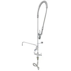 T&S Brass And Bronze Works T&S B-0113-12CRBJST EasyInstall Deck Mounted Pre-Rinse Faucet With Single Base, 1.07 GPM Spray Valve, 12" Add-On Faucet, Cerama Cartridges, And Lever Handles