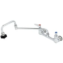 T&S Brass And Bronze Works T&S B-0597-CR Wall Mount Mixing Faucet With 8" Adjustable Centers, 18" Double Joint Swing Nozzle, And Cerama Cartridges