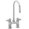 T&S Brass And Bronze Works Equip By T&S 5F-4DLS05A Deck Mounted Faucet With 5 9/16" Gooseneck Spout, 4" Centers, 2.2 GPM Aerator, And Lever Handles -T&S Brass Shop 1864685