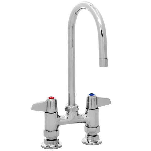 T&S Brass And Bronze Works Equip By T&S 5F-4DLS05CA Deck Mounted Faucet With 5 7/8" Gooseneck Spout, 4" Centers, 2.2 GPM Aerator, And Lever Handles 3 T&S Brass And Bronze Works Equip By T&S 5F-4DLS05CA Deck Mounted Faucet With 5 7/8" Gooseneck Spout, 4" Centers, 2.2 GPM Aerator, And Lever Handles