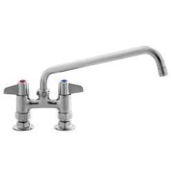 T&S Brass And Bronze Works Equip By T&S 5F-4DLS12A Deck Mounted Faucet With 4" Centers, 12 1/8" Swing Spout, 2.2 GPM Aerator, And Lever Handles