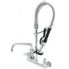 T&S Brass And Bronze Works Equip By T&S 5MPH-8WLN-08 Wall Mounted Dual-Temp Pre-Rinse Faucet With 24" Hose, 8" Add-On Faucet, 6" Wall Bracket, And Lever Handles