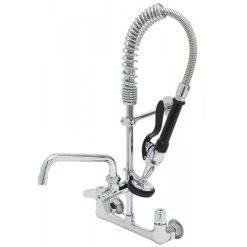 T&S Brass And Bronze Works Equip By T&S 5MPH-8WLN-08 Wall Mounted Dual-Temp Pre-Rinse Faucet With 24" Hose, 8" Add-On Faucet, 6" Wall Bracket, And Lever Handles