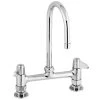 T&S Brass And Bronze Works Equip By T&S 5F-8DLS05CA Deck Mounted Faucet With 5 7/8" Gooseneck Spout, 8" Centers, 2.2 GPM Aerator, And Lever Handles