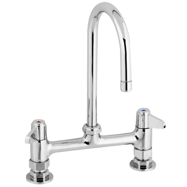 T&S Brass And Bronze Works Equip By T&S 5F-8DLS05CA Deck Mounted Faucet With 5 7/8" Gooseneck Spout, 8" Centers, 2.2 GPM Aerator, And Lever Handles 3 T&S Brass And Bronze Works Equip By T&S 5F-8DLS05CA Deck Mounted Faucet With 5 7/8" Gooseneck Spout, 8" Centers, 2.2 GPM Aerator, And Lever Handles