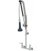 T&S Brass And Bronze Works T&S B-0133-CR-B8TP 36 3/16" High Wall Mounted DuraPull Pre-Rinse Faucet 8" Adjustable Centers, 30" Hose, 1.07 GPM Spray Valve, Accessory Tee, And Wall Bracket