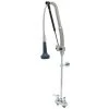 T&S Brass And Bronze Works T&S B-5110-CR-B8P 40 13/16" High Deck Mounted DuraPull Pre-Rinse Faucet 4" Workboard Centers, 30" Hose, 1.07 GPM Spray Valve, And Wall Bracket -T&S Brass Shop 1867949