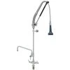 T&S Brass And Bronze Works T&S B-0113-12-CRB8P 47 1/8" High Deck Mounted DuraPull Pre-Rinse Faucet With Flex Inlets, 30" Hose, 1.07 GPM Spray Valve, 12" Add-On Faucet, And Wall Bracket -T&S Brass Shop 1867978