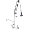T&S Brass And Bronze Works T&S B-0133-12-CRB8P 38 7/16" High Wall Mounted DuraPull Pre-Rinse Faucet 8" Adjustable Centers, 30" Hose, 1.07 GPM Spray Valve, 12" Add-On Faucet, And Wall Bracket