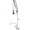 T&S Brass And Bronze Works T&S B-5110-12CRB8TP 47 3/16" High Deck Mounted DuraPull Pre-Rinse Faucet 4" Workboard Centers, 30" Hose, 1.07 GPM Spray Valve, 12" Add-On Faucet, Accessory Tee, And Wall Bracket -T&S Brass Shop 1867981