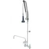 T&S Brass And Bronze Works T&S B-5120-12CRB8TP 47 3/16" High Deck Mounted DuraPull Pre-Rinse Faucet 8" Workboard Centers, 30" Hose, 1.07 GPM Spray Valve, 12" Add-On Faucet, Accessory Tee, And Wall Bracket -T&S Brass Shop 1867982