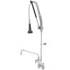 T&S Brass And Bronze Works T&S B-5110-12-CRB8P 45 3/16" High Deck Mounted DuraPull Pre-Rinse Faucet 4" Workboard Centers, 30" Hose, 1.07 GPM Spray Valve, 12" Add-On Faucet, And Wall Bracket