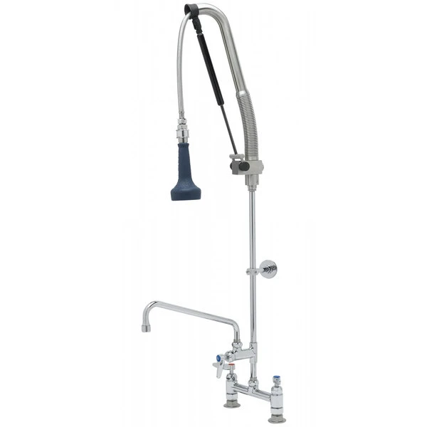 T&S Brass And Bronze Works T&S B-0123-12-CRB8P 45 3/16" High Deck Mounted DuraPull Pre-Rinse Faucet 8" Adjustable Centers, 30" Hose, 1.07 GPM Spray Valve, 12" Add-On Faucet, And Wall Bracket 3 T&S Brass And Bronze Works T&S B-0123-12-CRB8P 45 3/16" High Deck Mounted DuraPull Pre-Rinse Faucet 8" Adjustable Centers, 30" Hose, 1.07 GPM Spray Valve, 12" Add-On Faucet, And Wall Bracket
