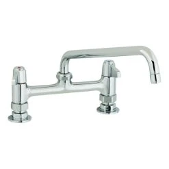 T&S Brass And Bronze Works Equip By T&S 5F-8DLS10 Deck Mount Mixing Faucet With Lever Handles And 10 1/8" Swing Nozzle On 8" Centers