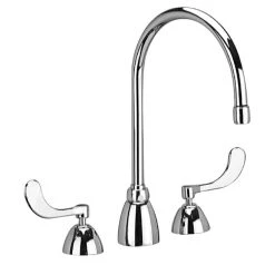 Zurn Z831C4-XL AquaSpec Deck Mount Faucet With Widespread Base, 8" Gooseneck Spout (2.2 GPM), Ceramic Cartridge, And Wrist Handles