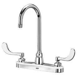 Zurn Z871B4-XL AquaSpec Deck Mount Faucet With 8" Centers, 5 3/8" Gooseneck Spout (2.2 GPM), Ceramic Cartridge, And Wrist Handles