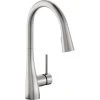 Elkay LKGT4083LS Gourmet Deck Mount Lustrous Steel Kitchen Faucet With Pull-Down Spray Head And Forward Lever Handle