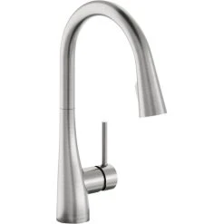 Elkay LKGT4083LS Gourmet Deck Mount Lustrous Steel Kitchen Faucet With Pull-Down Spray Head And Forward Lever Handle