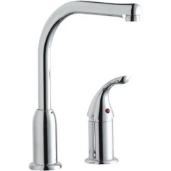 Elkay LKF413945RS Everyday Deck Mount Chrome Kitchen Faucet With Remote Lever Handle And Restricted Spout
