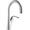 Elkay LKHA4031LS Harmony Deck Mount Lustrous Steel Kitchen Faucet With Pull-Down Spray Head And Forward Lever Handle