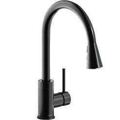 Elkay LKAV3031BK Avado Deck Mount Black Kitchen Faucet With Pull-Down Spray Head And Forward Lever Handle