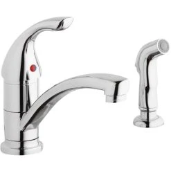 Elkay LK1501CR Everyday Deck Mount Chrome Kitchen Faucet With Lever Handle And Side Spray Head