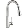 Elkay LK6000LS Everyday Deck Mount Lustrous Steel Kitchen Faucet With Pull-Down Spray Head And Forward Lever Handle -T&S Brass Shop 2165706