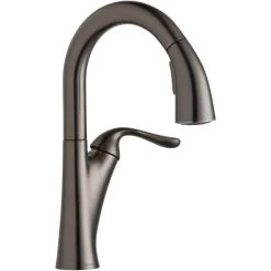 Elkay LKHA4032AS Harmony Deck Mount Antique Steel Bar Faucet With Pull-Down Spray Head And Forward Lever Handle