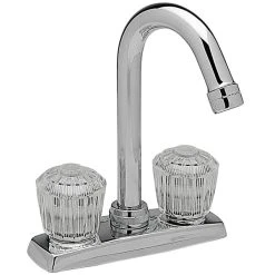 Elkay LKA2475LF Centerset Deck Mount Chrome Faucet With 3 7/16" Gooseneck Spout And Clear Crystalac Handles