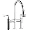 Elkay LKEC2037CR Explore Deck Mount Chrome Bridge Faucet With Pull-Down Spray Head And Lever Handles -T&S Brass Shop 2165847