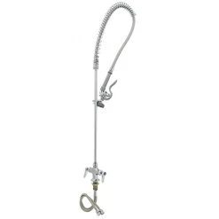 T&S Brass And Bronze Works T&S B-0113-CR EasyInstall Deck Mounted 42" High Pre-Rinse Faucet With Flex Inlets And 44" Hose