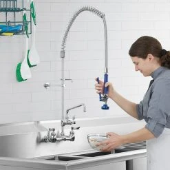 Waterloo 1.15 GPM Wall-Mounted Pre-Rinse Faucet With 8" Centers And 12" Add-On Faucet