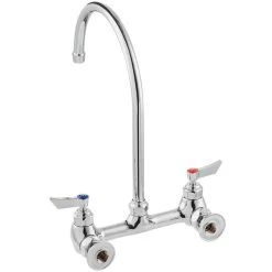 Waterloo Wall Mount Faucet With 10" Gooseneck Spout And 8" Centers -T&S Brass Shop 2184496
