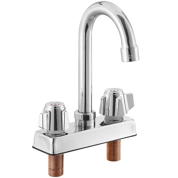 Regency Plumbing & Hardware Regency Deck Mount Faucet With 3 1/2" Swivel Gooseneck Spout And 4" Centers 4 Regency Plumbing & Hardware Regency Deck Mount Faucet With 3 1/2" Swivel Gooseneck Spout And 4" Centers - Image 2