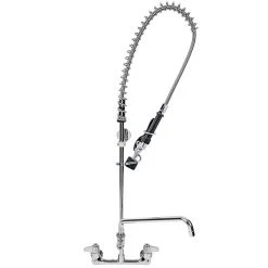 T&S Brass And Bronze Works Equip By T&S 5PR-8W12-C Wall Mounted 35 11/16" High Pre-Rinse Faucet With 8" Adjustable Centers, 1.2 GPM Spray Valve, 44" Hose, 12" Add-On Faucet, And 6" Wall Bracket -T&S Brass Shop 2190665