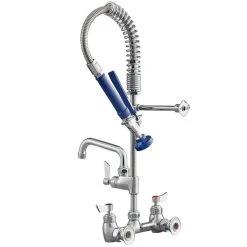 Waterloo 0.65 GPM Low Profile Wall-Mounted Pre-Rinse Faucet With 8" Centers And 6" Add-on Faucet -T&S Brass Shop 2206002