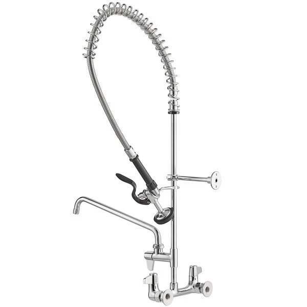 T&S Brass And Bronze Works Equip By T&S 5PR-8W14 Wall Mounted 35 3/4" High Pre-Rinse Faucet With 8" Adjustable Centers, 44" Hose, 14" Add-On Faucet, And 6" Wall Bracket 5 T&S Brass And Bronze Works Equip By T&S 5PR-8W14 Wall Mounted 35 3/4" High Pre-Rinse Faucet With 8" Adjustable Centers, 44" Hose, 14" Add-On Faucet, And 6" Wall Bracket - Image 3