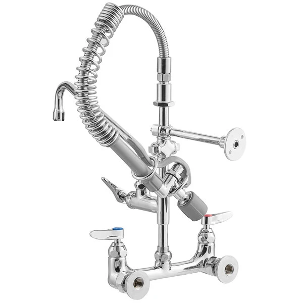 T&S Brass And Bronze Works T&S MPY-8WLN-12-4C EasyInstall Wall Mounted 21" High Mini Pre-Rinse Faucet With Adjustable 8" Centers, Low Flow Spray Valve, 24" Hose, 12" Add-On Faucet, 4-Way Accessory Cross, And 6" Wall Bracket 5 T&S Brass And Bronze Works T&S MPY-8WLN-12-4C EasyInstall Wall Mounted 21" High Mini Pre-Rinse Faucet With Adjustable 8" Centers, Low Flow Spray Valve, 24" Hose, 12" Add-On Faucet, 4-Way Accessory Cross, And 6" Wall Bracket - Image 3