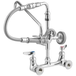 T&S Brass And Bronze Works T&S B-0184 Wall Mounted Pre-Rinse Faucet With Adjustable 8" Centers, 20" Hose, 12" Add-On Faucet, 90 Degree Swivel Adapter, And Vacuum Breaker -T&S Brass Shop 2215175